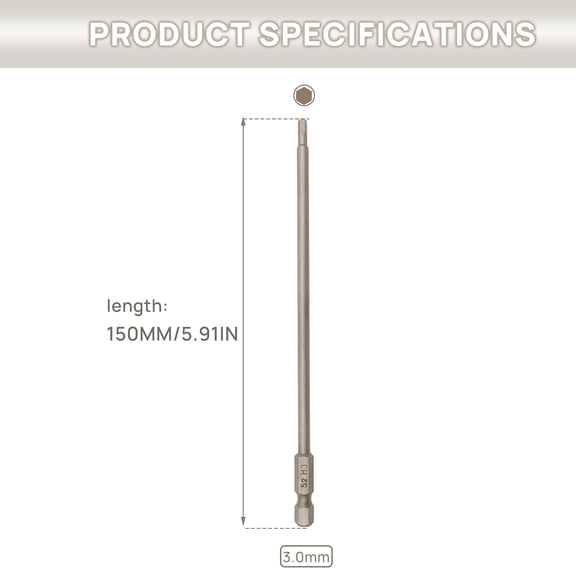 TYHREF-RC Hex Bit 6 Inch Power Bits 3mm Allen Wrench Drill Bit Set Professional Grade Inch Hex Shank for Screwdrivers Electric Screwgun/Power Drill (3pcs Hex 3mm)