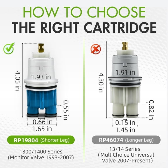 TYHREF-RP19804 Shower Cartridge for Delta Monitor 1300/1400 Series Shower Faucet Single Handle, Replacement Monitor Single Function Pressure Balance Cartridge, Including Shower Valve Bonnet Nut