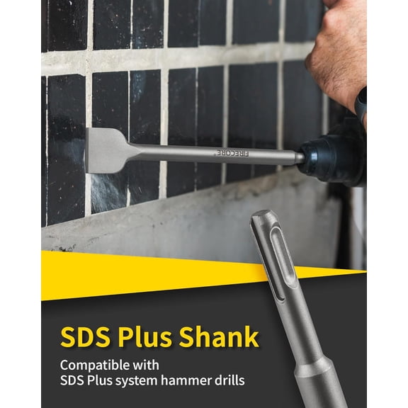 TYHREF-SDS Chisel Set, 4pcs Tile Removal Chisel Bits for SDS Plus Rotary Hammer Drill Attachments, Alloy Steel Shovel for Demolition Chipping Grooving Scaling Removing Cement Thinset Mortar Vinyl