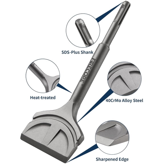 TYHREF-SDS Plus Chisel, 3 In. by 7.5 In. Tile Removal Chisel Bits for SDS Plus Rotary Hammer Drill Attachments, Steel Shovel Scaling Flat Chisel Tool for Removing Cement Tile Thinset Mortar Vinyl