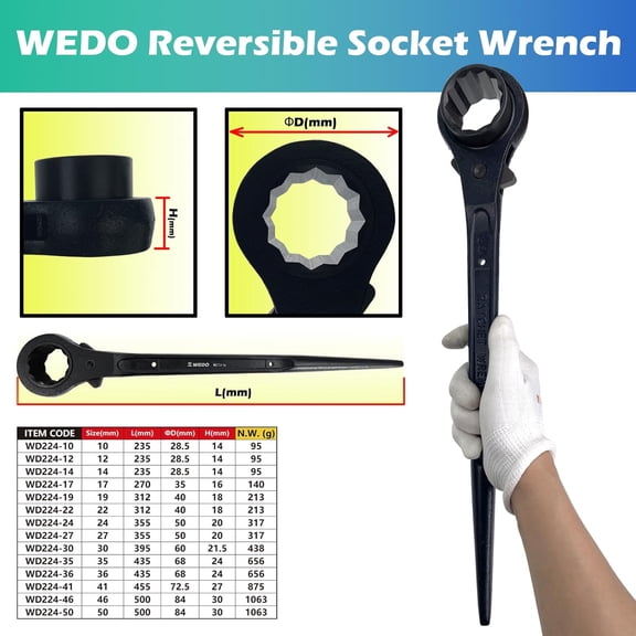TYHREF-Scaffold Podger Ratchet Wrench,One Side Socket Wrench,Quick Release Spud Wrench,1 Inch Socket Spud Ratchet,24mm Metric,Length 355mm Ratchet Spanner,Cr-V