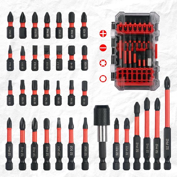 TYHREF-Screwdriver Bits Set - 35-Piece, S2 Steel Screwdrive Impact Kit, Anti-Slip Magnetic Electric Screwdriver Set, For Home DIY, Car Repair, And Woodworking Projects