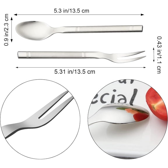 TYHREF-Small Coffee Spoons Dessert Forks Set Mini Appetizer Spoon Stainless Steel Teaspoons Salad Forks Silverware Flatware Silver Tasting Tea Spoons (3 Forks+3 Spoons)
