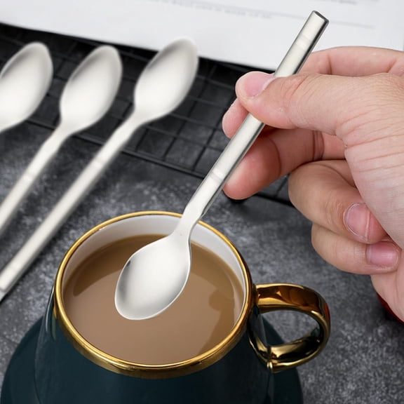 TYHREF-Small Coffee Spoons Teaspoons Set of 6 Mini Dessert Spoon Stainless Steel Tea Spoons Silverware Appetizer Latte Espresso Spoons 5.3 inch