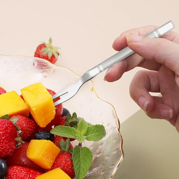 TYHREF-Small Salad Forks Set of 6 Stainless Steel Mini Appetizer Dessert Fork Cocktail Fruit Tasting Forks Silver Flatware Set Tiny Utensils 5.3 inch