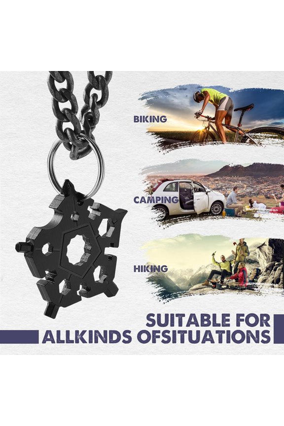 -Snowflake Multi-Tool 23-in-1, Portable Outdoor Survival Tool, Stainless Steel Pocket Screwdriver, Fathers Day Multi-tool, Gift for Men, DIY Keychain Everyday Carry Tool (Black)