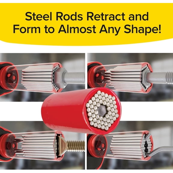 TYHREF-Socket w/Drill Adapter, Fits Most Nuts & Bolts, Use with Socket Wrenches & Power Drills, Steel Rods Form Any Shape, Standard or Metric, 2 In.