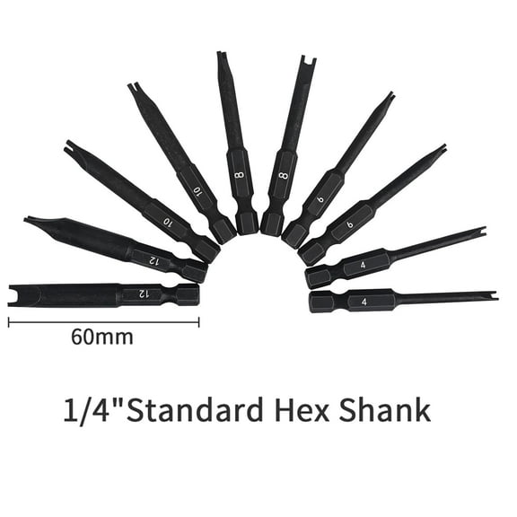 TYHREF-Spanner Bit Set (10 Pack - 2.3" Long Magnetic Heads) Spanner Fork Snake-Eye Security Screwdriver Bit Sizes: 4, 6, 8, 10, 12 (2 of Each Size)