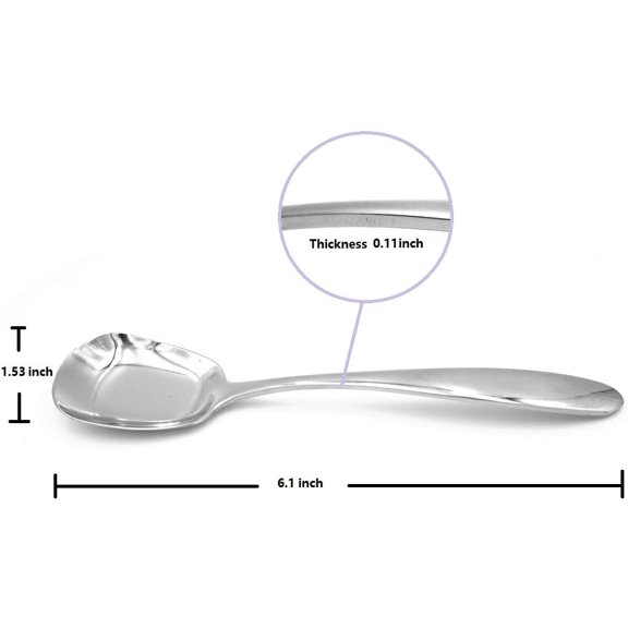 TYHREF-Stainless Steel Soup Spoons Set of 3 - Table Spoons With Special Square Design, Mirror Polish, Small Size (6.1 Inches Length, 1.53 Inches Width, 0.11inch Thickness)