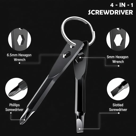 TYHREF-Stocking Stuffers for Men: 6-Piece Magnetic Screwdriver Set with 4-in-1 Keychain Tool | Includes Phillips & Flat Head | Non-Slip Grip for DIY & Home Repair | Practical Gift (Green & Black)