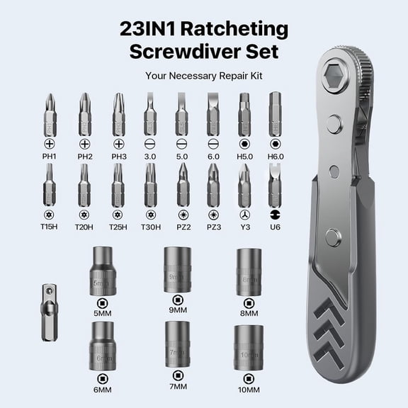 TYHREF-Stocking Stuffers for Men Adults, 23in1 Right Angle Ratcheting Screwdriver Set, Gifts for Dad, Unique Husband Christmas Gift, Magnetic Offset Screwdriver Repair Tool, Gadgets for Men
