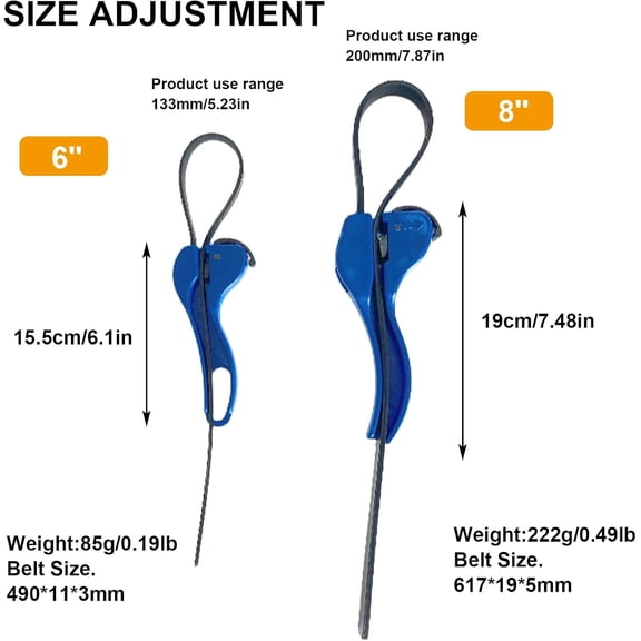 TYHREF-Strap Wrench Set, 6-Inch and 8-Inch Adjustable Heavy Duty Wrench Tools for Pipes, Oil Filters, Jars, Blue