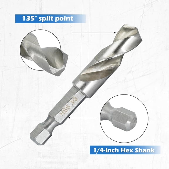 TYHREF-Stubby Drill Bit Set for Metal,6 pcs 1/4" Hex Shank M2 HSS for Quick Change,Short Drill Bits for Right Angle Adapter and Tight Spaces,Metal Drill Bit Set for Steel, Wood, Plastic, etc.