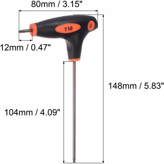 TYHREF-T10 Anti Tamper Proof Torx Key T-Handle Dual End Wrench, S2 Steel 2 Pcs