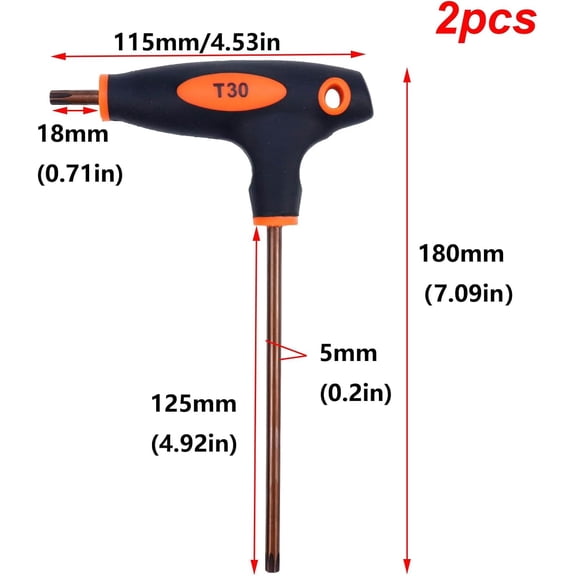 TYHREF-T30 Torx Screwdriver,Anti Tamper Proof Torx Key,S2 Steel T-Handle Dual End Wrench-2Pcs