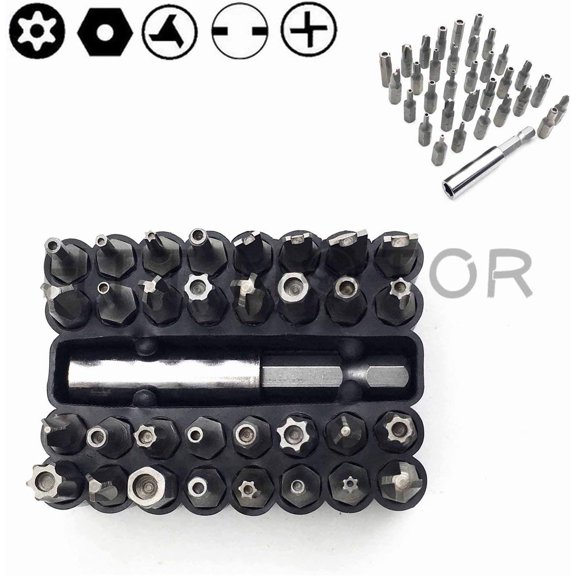 TYHREF-- Tamper Proof 33Pc Security Bit Set Phillips Torx Hex Star Spanner Screwdriver [P/N: ET001-33-BK]