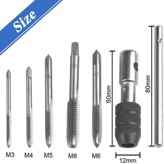 TYHREF-Tap Handle Tool T Handle Tap Wrench Set Thread Tap Drill Bits Metric and Standard M3 M4 M5 M6 M8