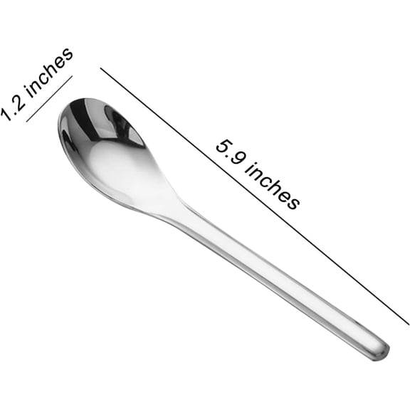 TYHREF-Thick Heavy weight Dinner Soup Spoons,Stainless Steel Tablespoons,Chinese Silver Spoon,Heavy Duty Asian Thick Long Handle Spoons,5.9 inches,Set of 4.