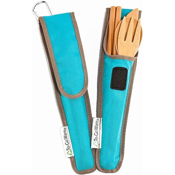 TYHREF-To Go Ware To Go Ware Reusable Bamboo Travel Utensils with Carrying Case & Carabiner Clip | Bamboo Utensils | Eco Friendly