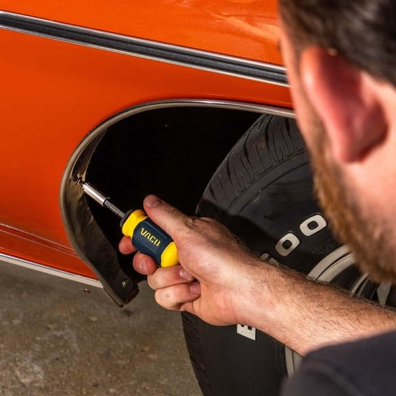 TYHREF-VACO VAC1080 Multi-Bit Stubby Screwdriver, Impact Driver, 8-in-1 Adjustable Magnetic Tool with Phillips, Slotted, and Square Bits