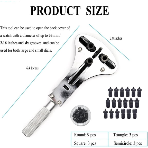 TYHREF-Watch Battery Replacement Tool, 3 Point Large Wrench for Wristwatch Case Back Open, Back Removal Tool with 18 Bits