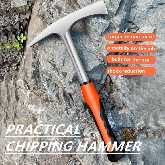 TYHREF-Welding/Chipping Hammer,28 oz Slag Removal Tool with Forged Steel Construction & Shock Reduction Handle,Rock Pick,Forged Brick Hammer,