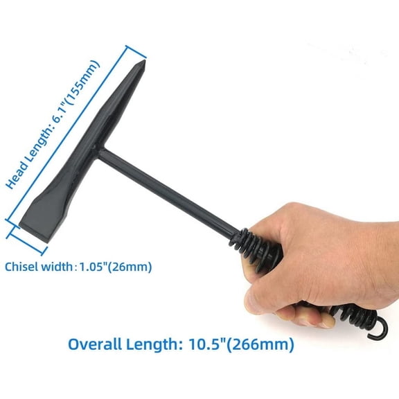 TYHREF-Welding Chipping Hammer with Coil Spring Handle,10.5",Cone and Vertical Chisel/ 10" Wire Brush(Yellow), Chipping Hammer
