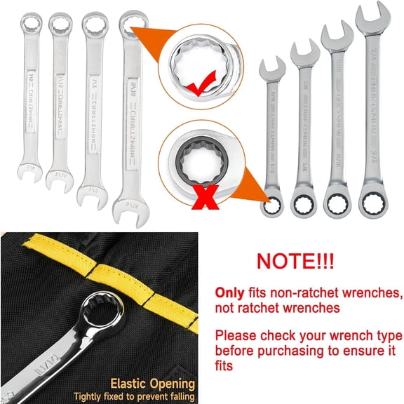 TYHREF-Wrench Roll Organizer (NOT for Ratcheting Wrench),Wrench Roll Up Pouch with 23+1 Pockets,Heavy Duty Tool Roll for Metric & SAE Wrenches,Large Wrench Holder Organizer Bag for Men,Mechanics(Blac