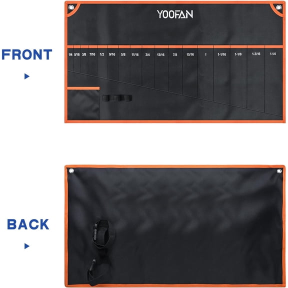 TYHREF-Wrench Roll Up Pouch Wrench Organizer Bag with Handle, Wrench Holder for Hanging (17+1 SAE)