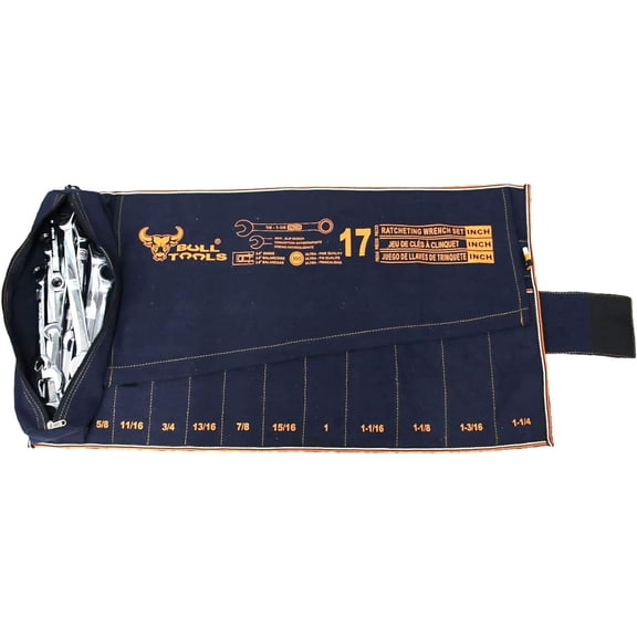 TYHREF-Wrench Set Tool Organizer W 17+1 Pockets for Tool Set, SAE Ratcheting Recycled Cotton Canvas Roll-Up Wrench Organizer Pouch for Mechanics, DIYers & Electricians (Tools Not Included)