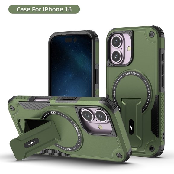 TYJKeJi Case with Holder Stander Kickstand Drop Resistant Shockproof Case For iPhone 16 (6.1inch)