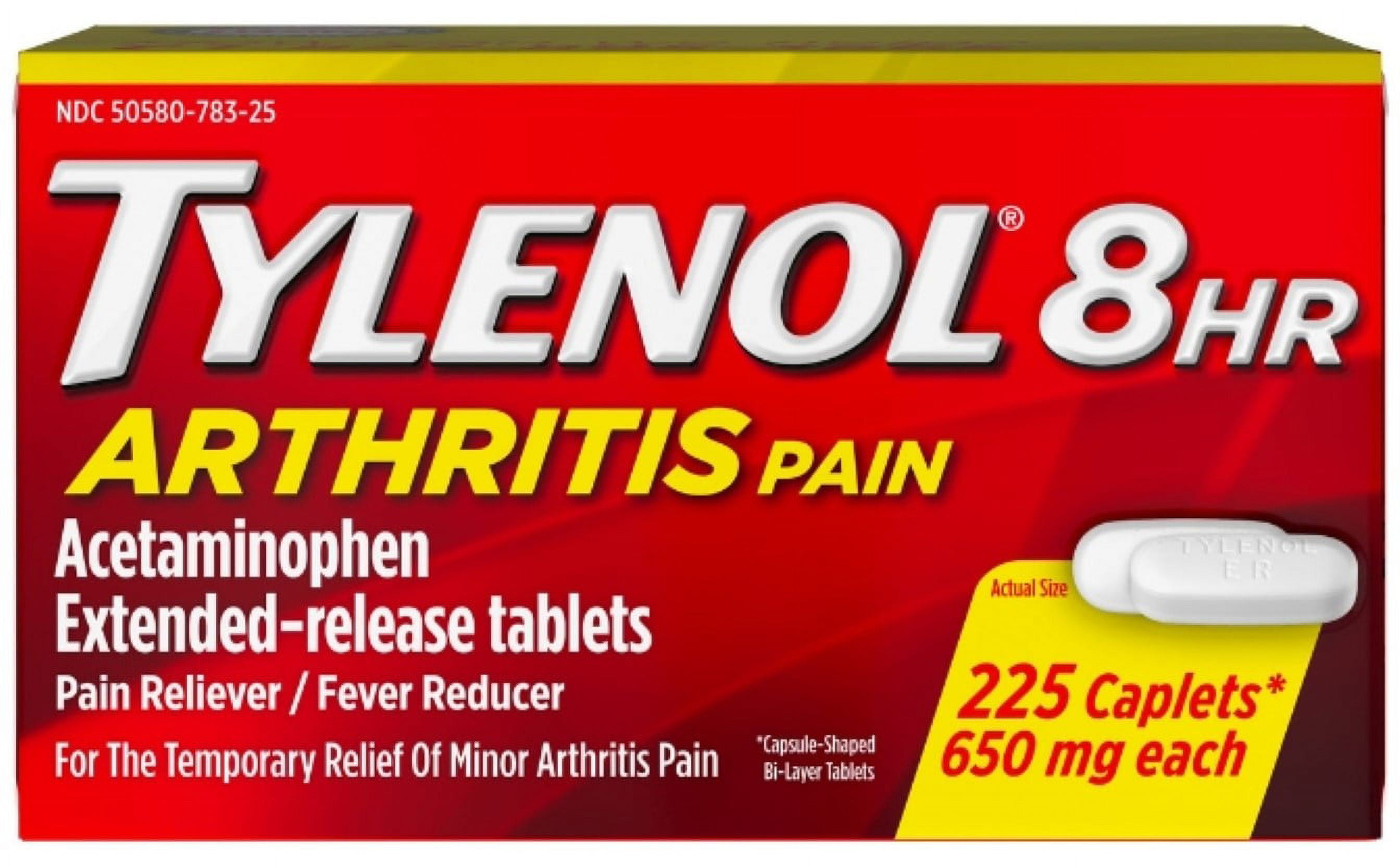 TYLENOL 8 HR Arthritis Pain Extended Release 650 mg Caplets 225 ea (Pack of  3) - Walmart.com, image size:2688x1664