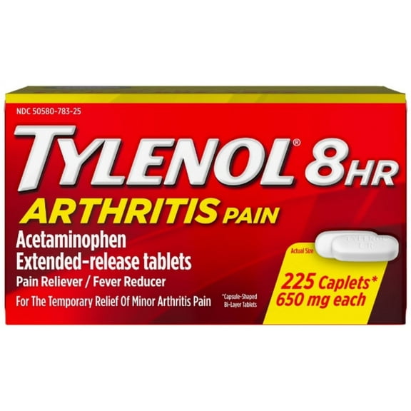TYLENOL 8 HR Arthritis Pain Extended Release 650 mg Caplets 225 ea (Pack of 3)