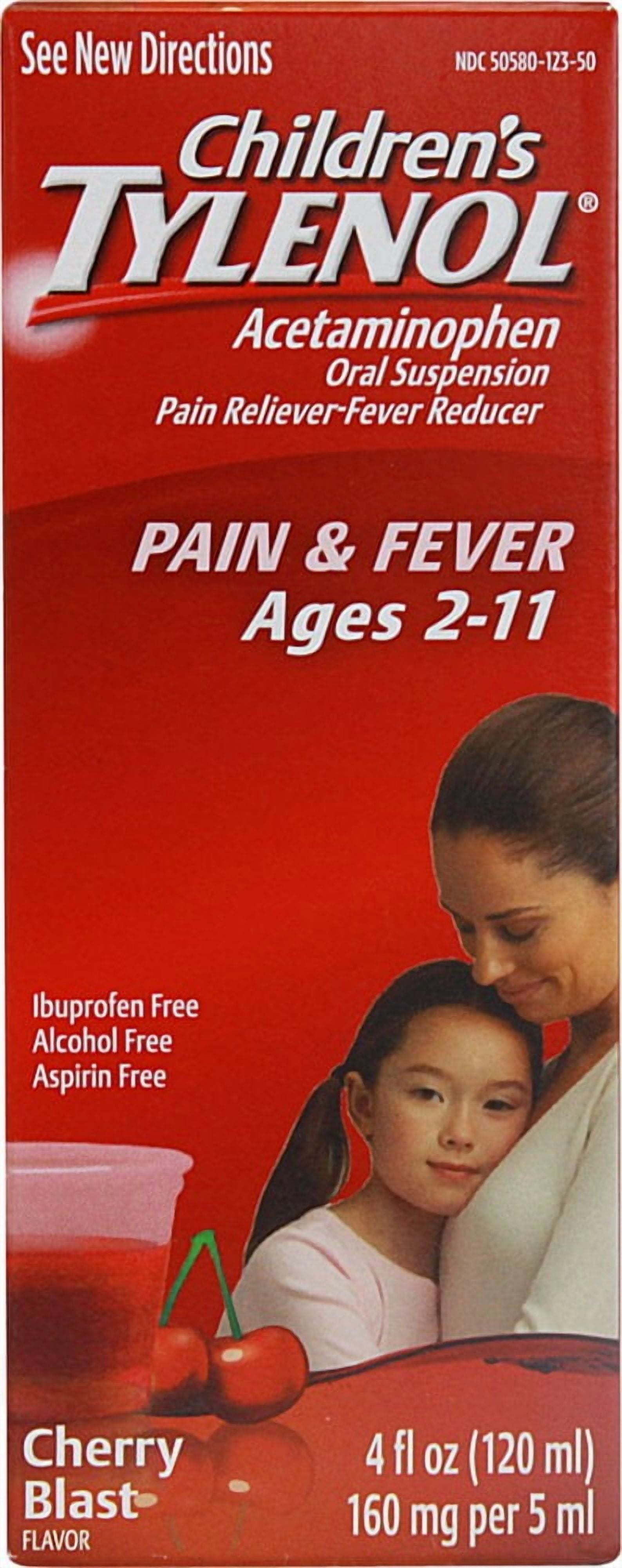 TYLENOL Children's Pain & Fever Relief, Cherry Blast Liquid, 4 oz (Pack of 6)