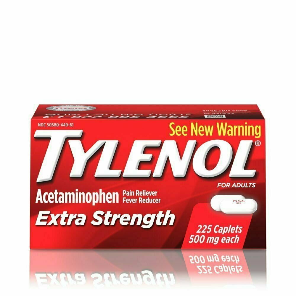 TYLENOL Extra Strength Acetaminophen Pain Reliever Fever Reducer, 225 Caplets, 6 Pack
