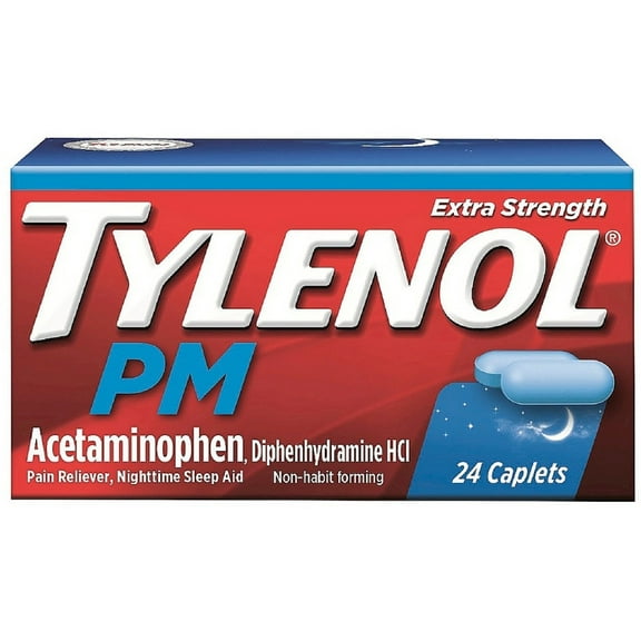 TYLENOL Extra Strength PM Caplets 24 ea (Pack of 2)