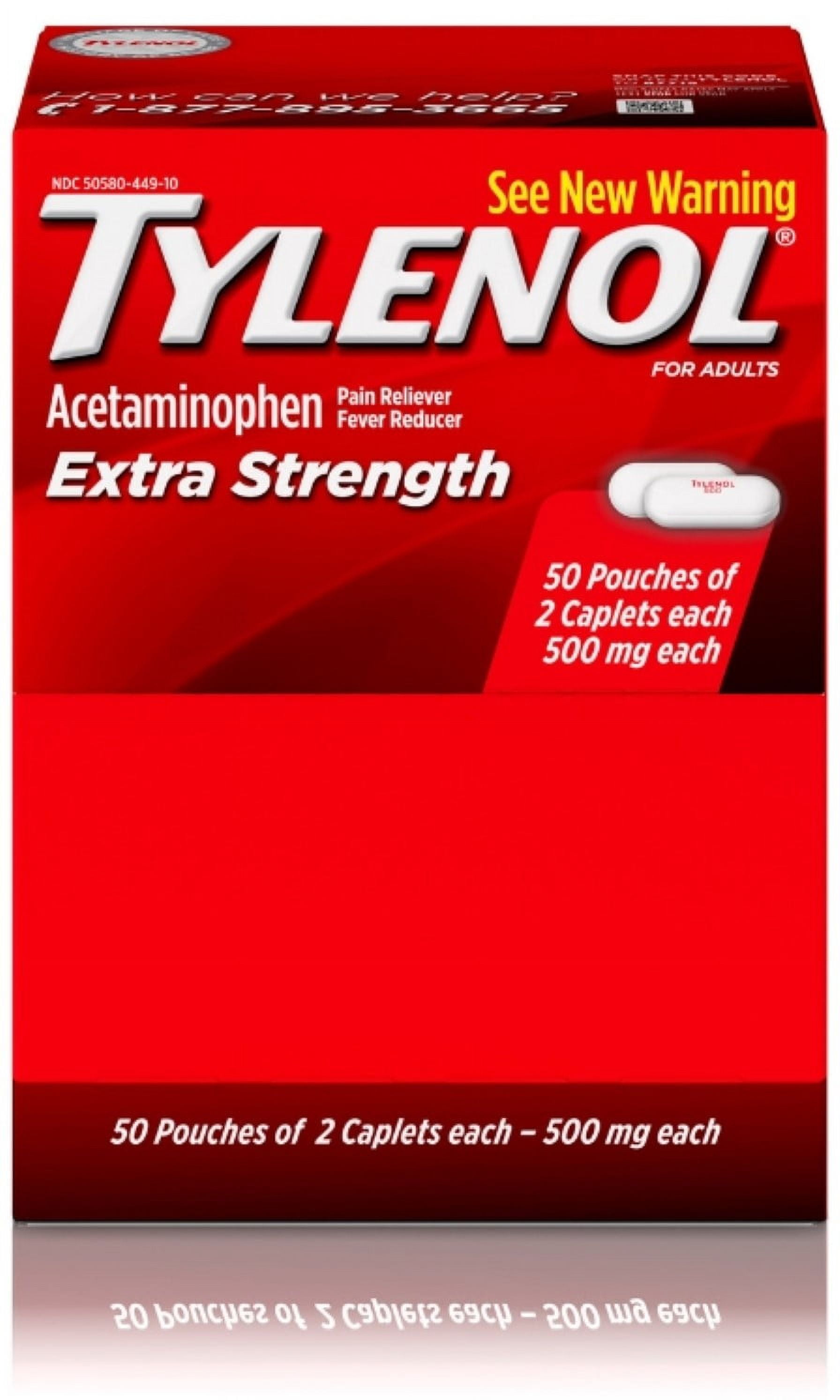 TYLENOL Extra Strength Pain Reliever & Fever Reducer Caplets, Two-Pack, 50 ea (Pack of 2)