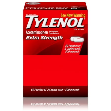 TYLENOL Extra Strength Pain Reliever & Fever Reducer Caplets, Two-Pack, 50 ea (Pack of 2)