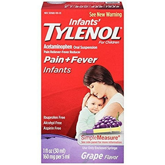 TYLENOL Infants' Oral Suspension Grape Flavor (Pack of 4)