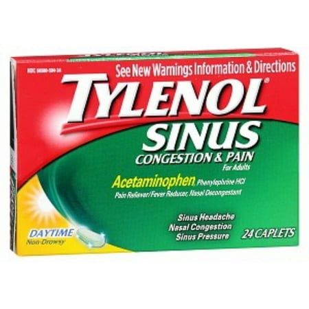 TYLENOL Sinus Congestion & Pain Caplets Daytime, 24 Caplets, (Pack of 6)