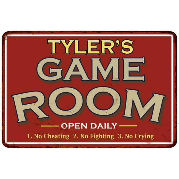 TYLER'S Game Room Sign Vintage Look 12 x 18 Matte Finish Metal 112180001455