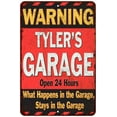 thumbnail image 1 of TYLER'S Garage Warning Man Cave Wall Decor 8x12 Metal Sign 108120030201, 1 of 1