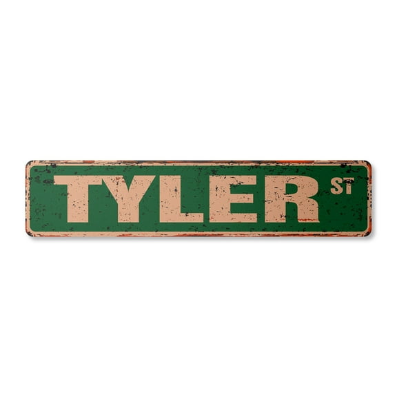TYLER Vintage Plastic Street Sign Childrens Name Room Sign | Indoor/Outdoor |  18" Wide