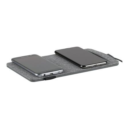 TYLT - Mat 10W Qi Certified Dual Wireless Charging Pad for iPhone/Android - Gray Fabric