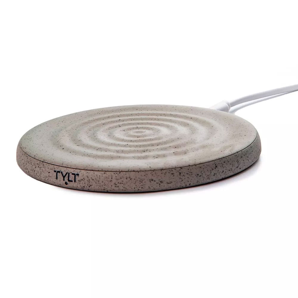 TYLT Ripple | Portable Wireless Charger for iPhone 15/14/13/12/11 Series, Android, AirPods, and Other Qi Compatible Devices, Fast Wireless Charging Up to 15W | Gray