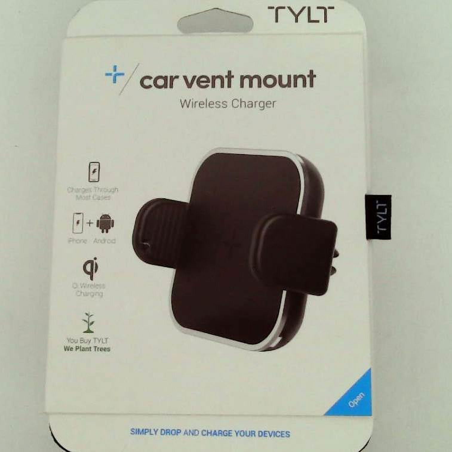 TYLT Wireless Charger Car Mount, Adjustable Car Mount Air Vent Holder, Qi Certified Wireless Charger for iPhone X, 8/8 Plus, Sam