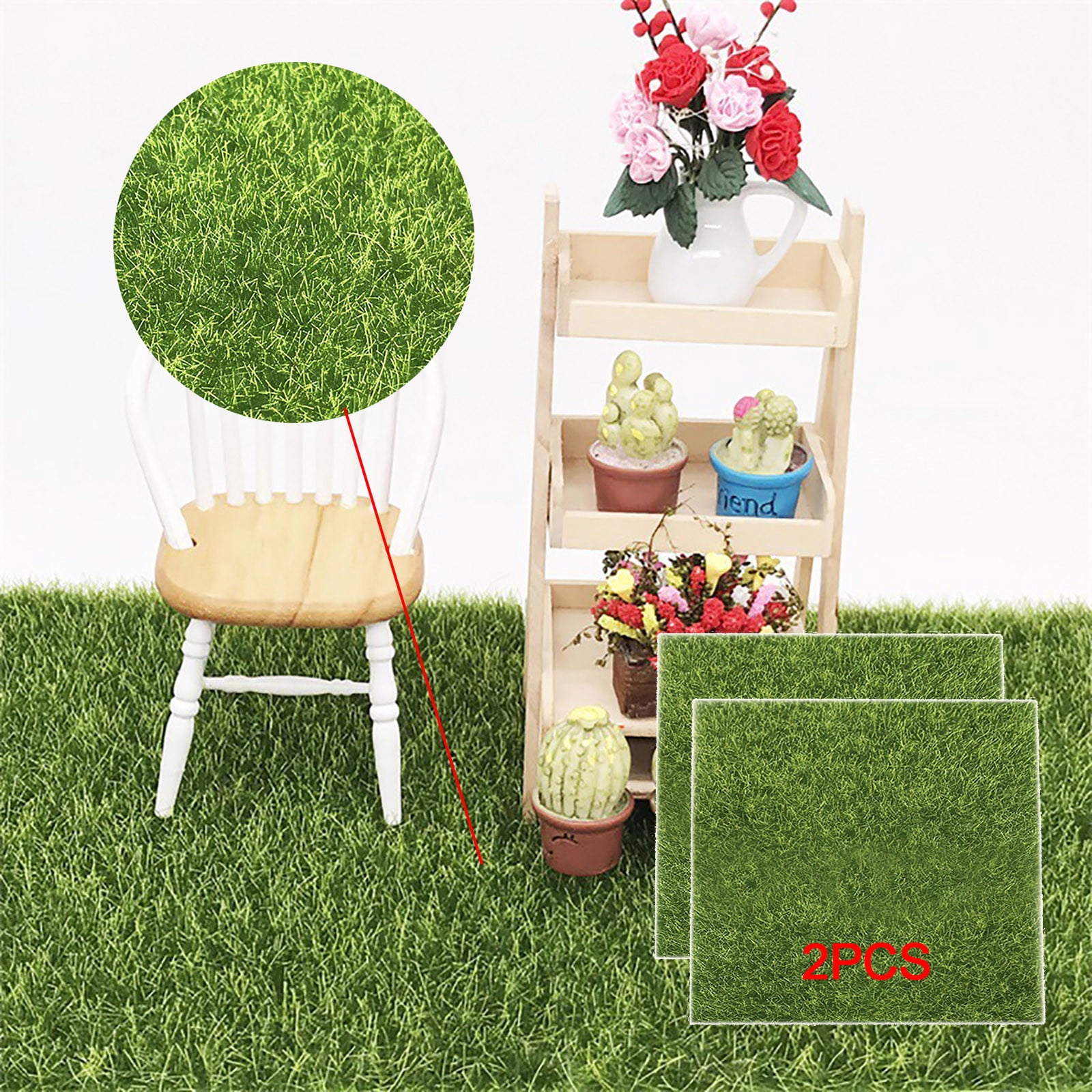 TYMEIK Fake Grass for Dollhouse Miniatures Garden, Artificial Grass for