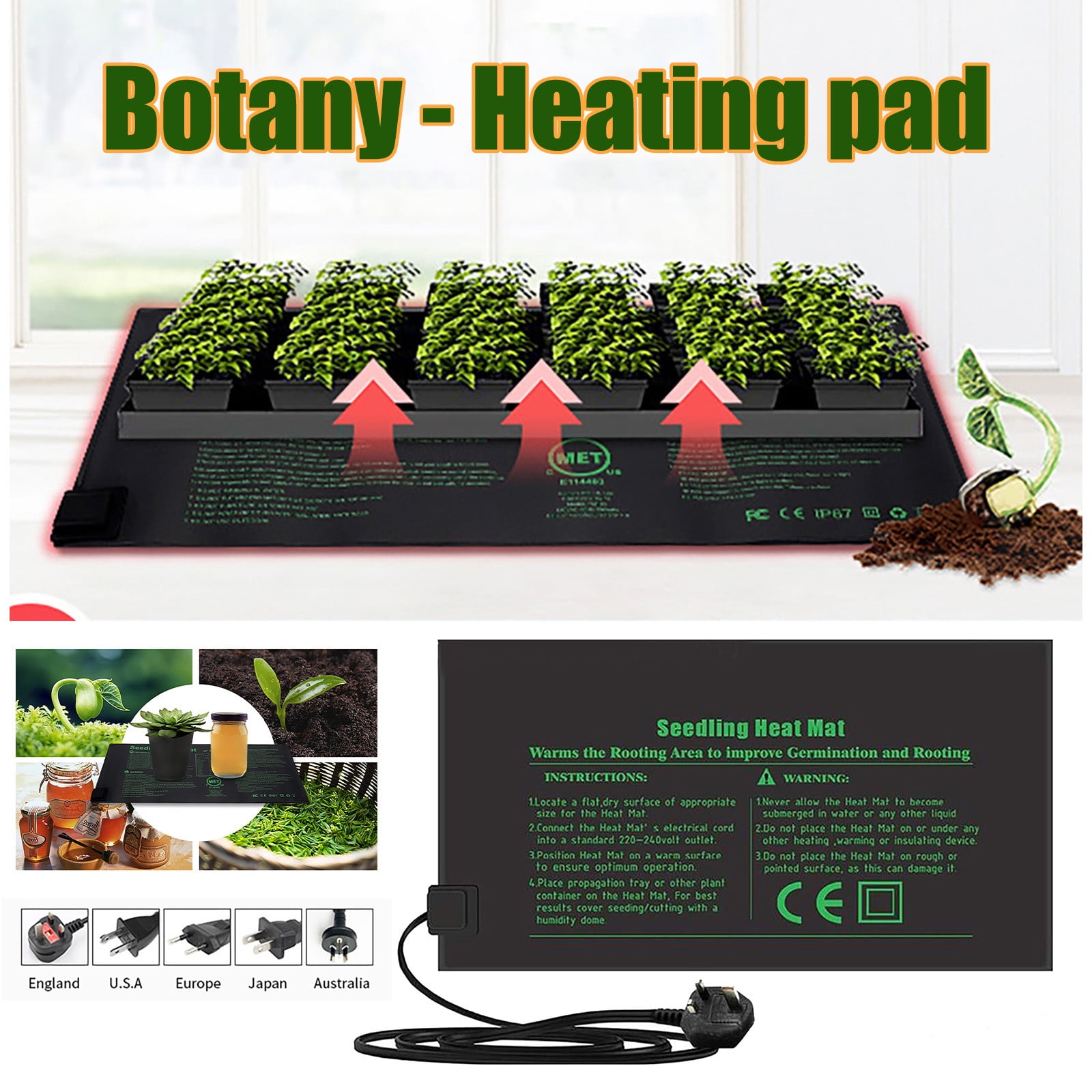 TYMEIK Waterproof Seedling Heat Mat Seed Starting Plant Warm Hydroponic