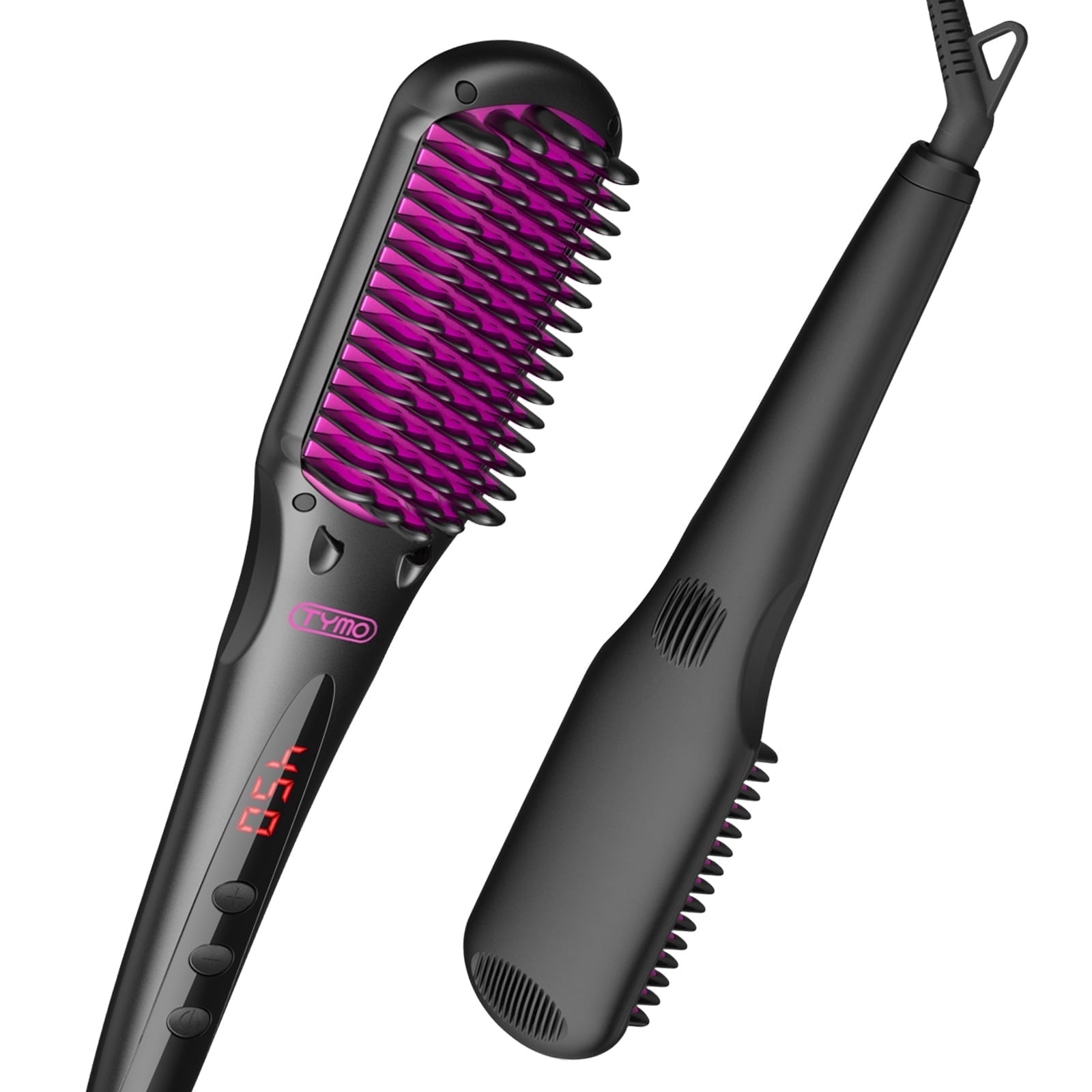 TYMO Ionic Hair Straightener Brush with 16 Temp Setting, LED Display Flat Iron Comb, Dual Voltage