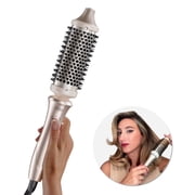 TYMO STYLUX Thermal Brush, 3-in-1 Heated Round Brush for Blowouts, Straightening & Curling, 1.7-inch Ceramic Barrel, Dual Voltage, Gold